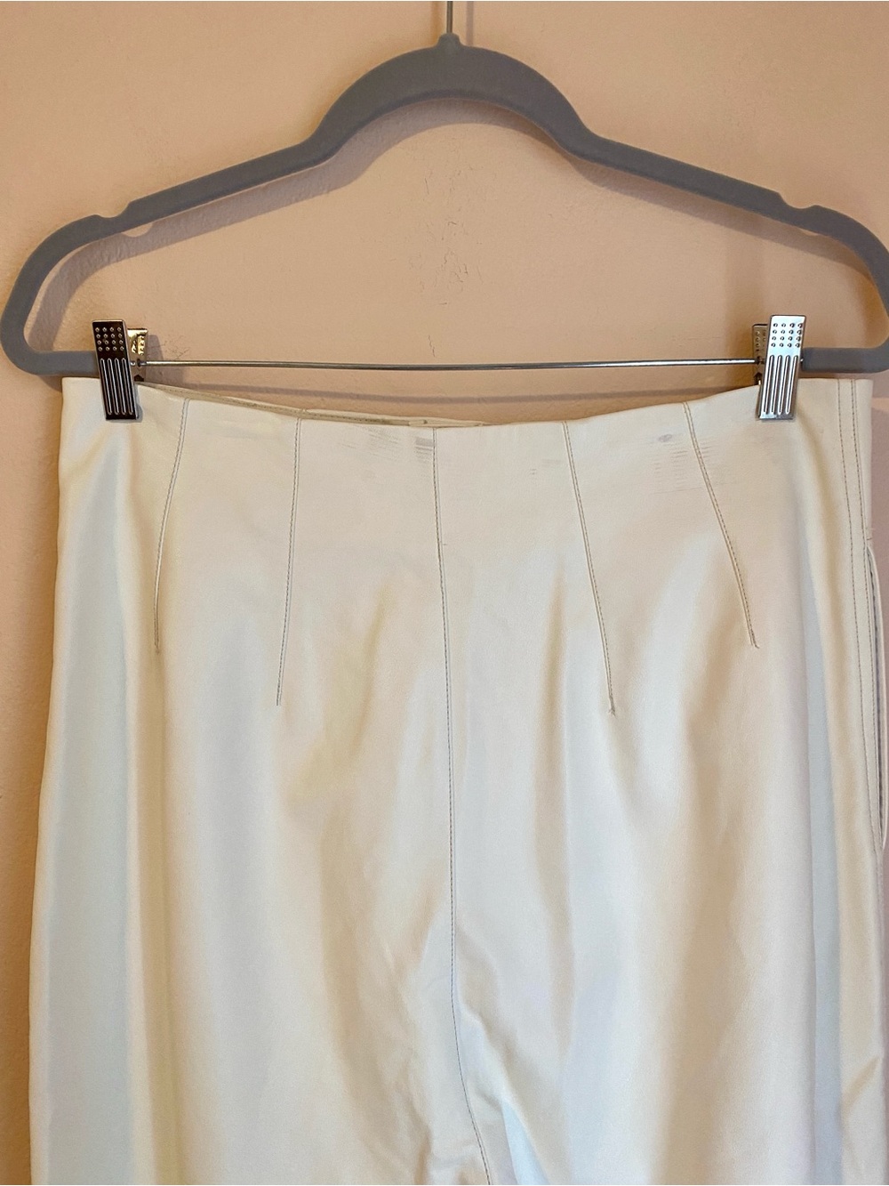 Free People Cecily Faux Leather High Rise Pants Ivory 12 - Picture 10 of 14